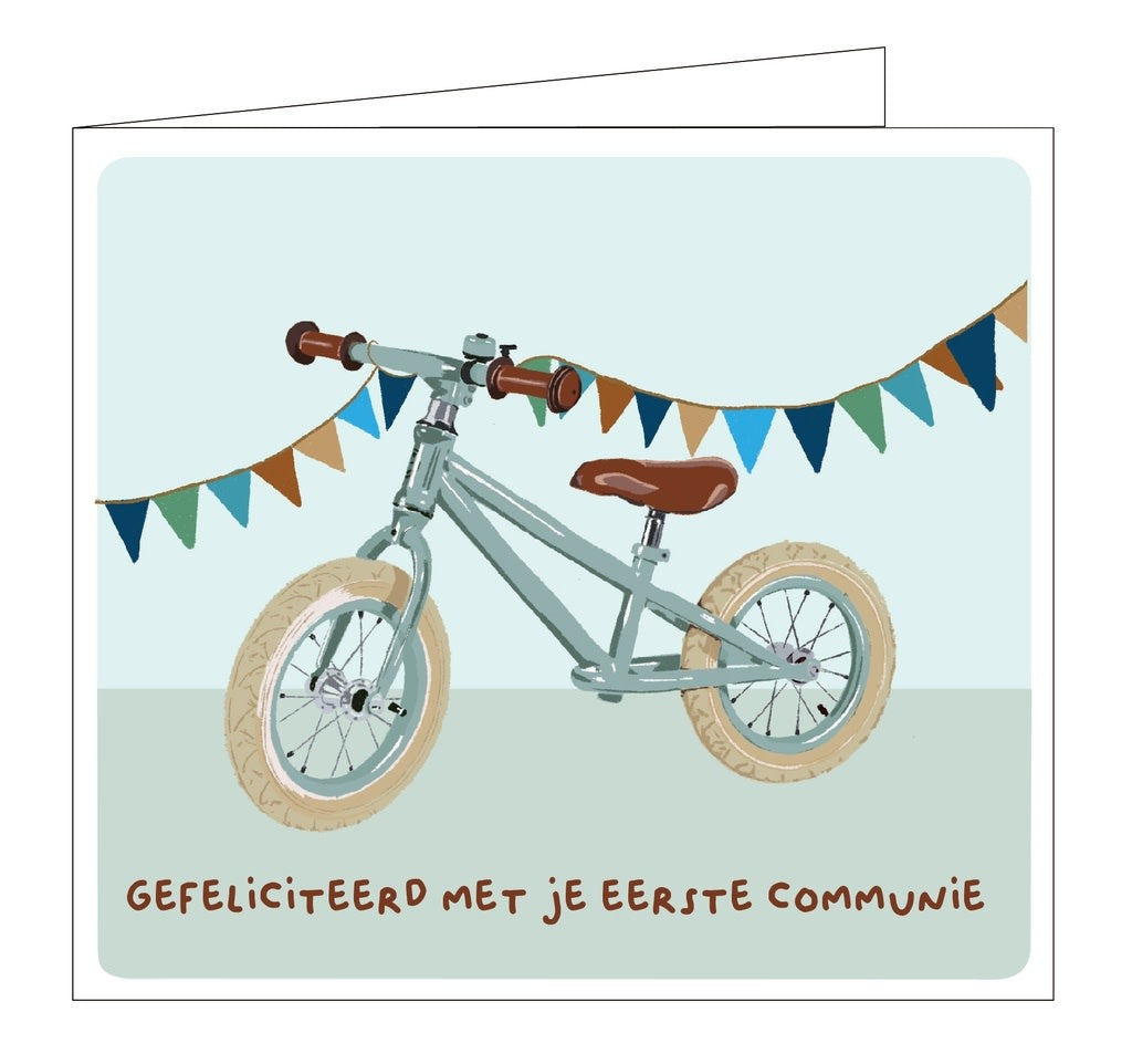 Hil Claesen: kaart - Gefeliciteerd met je eerste communie blauw