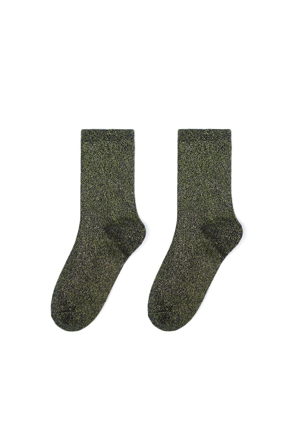 Yehwang: set van 3 paar glitter sokken - zwart