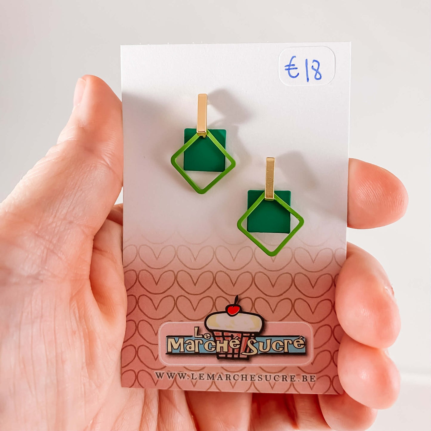 Le marché sucré: oorbellen - goud en groen