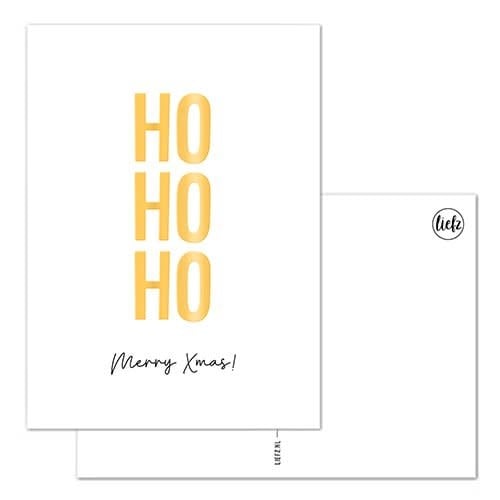 Liefz: Kerstkaart | Ho Ho Ho Merry Christmas | Goudfolie