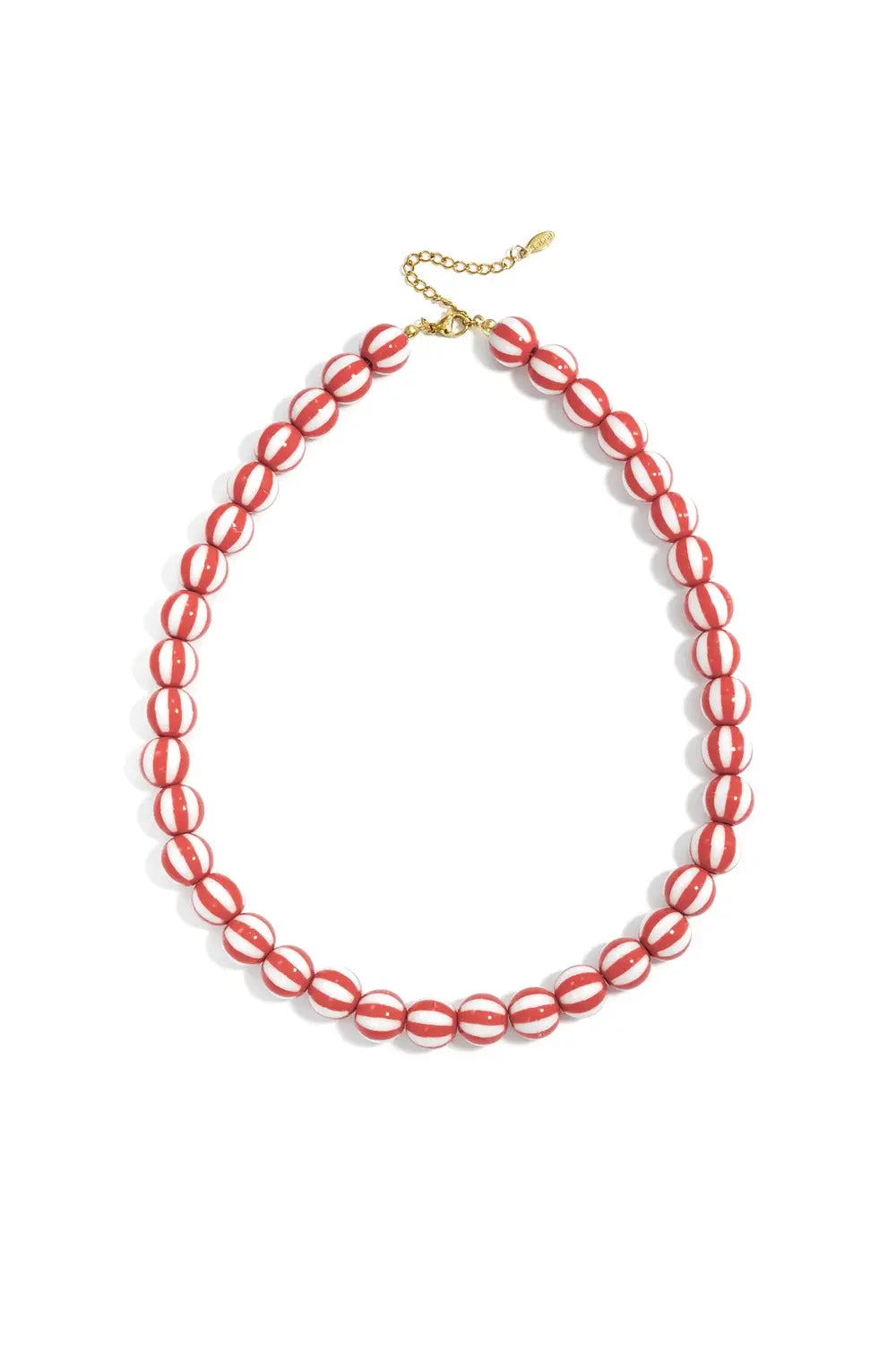 Yehwang: Kralen ketting met gestreepte kralen - rood