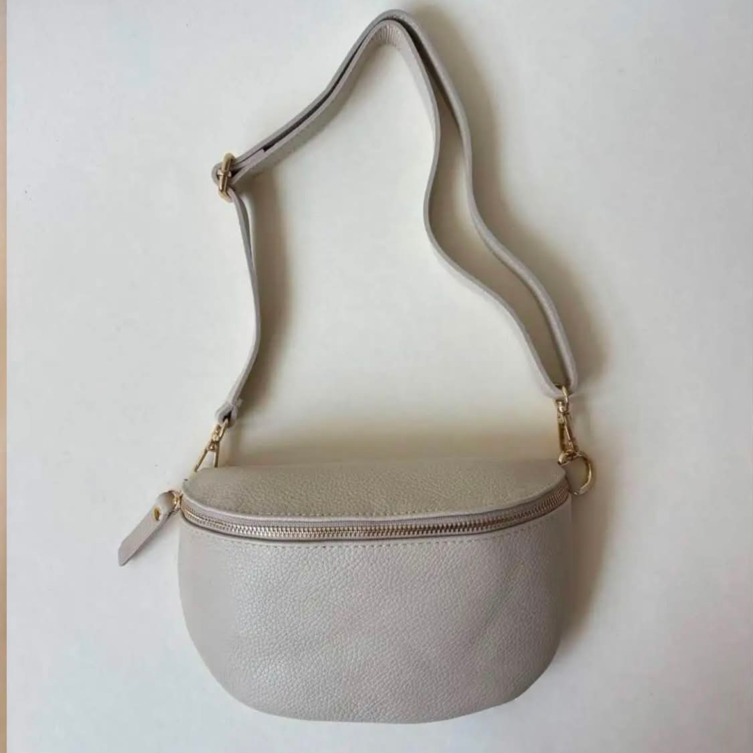 Wauw: Nelly lederen heuptas groot - beige