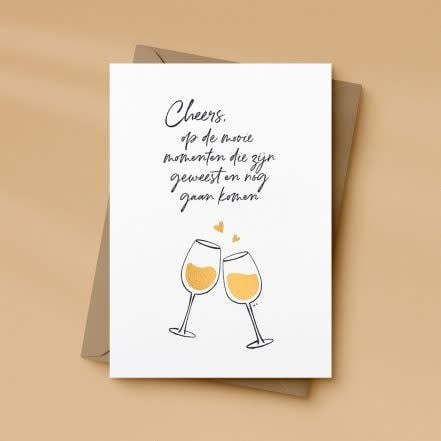 Letters & lines: kaart a6 goudfolie - cheers