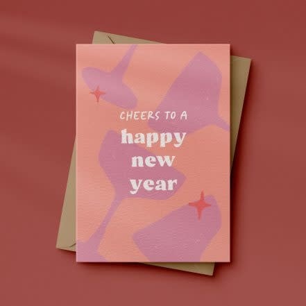 Letters & lines: kaart a6 - cheers to a happy new year