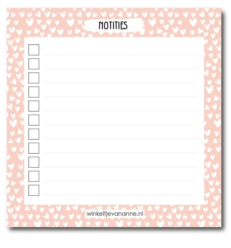 Winkeltje van Anne mini notebook hartjes roze