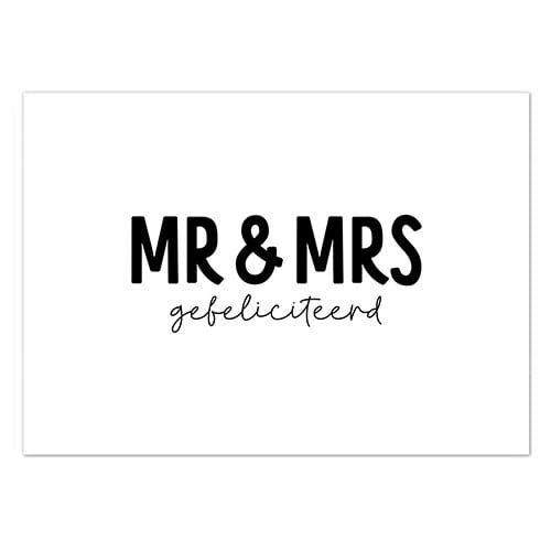 Liefz: kaart a6 - Mr & Mrs gefeliciteerd