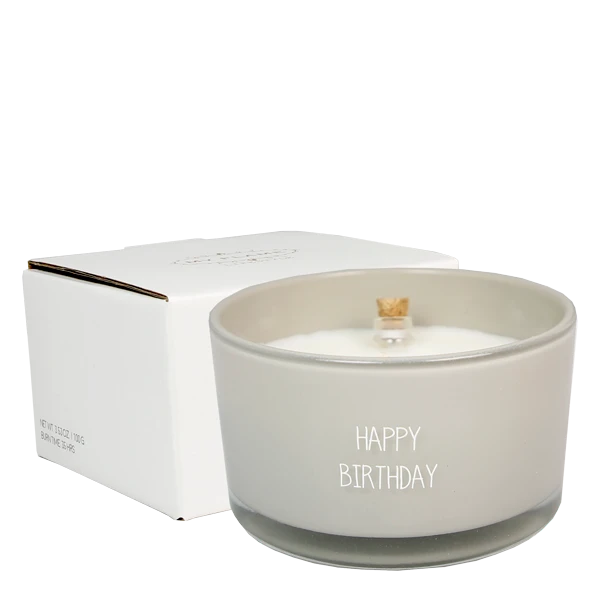 My flame: Flessenpost kaars - happy birthday - fig's delight