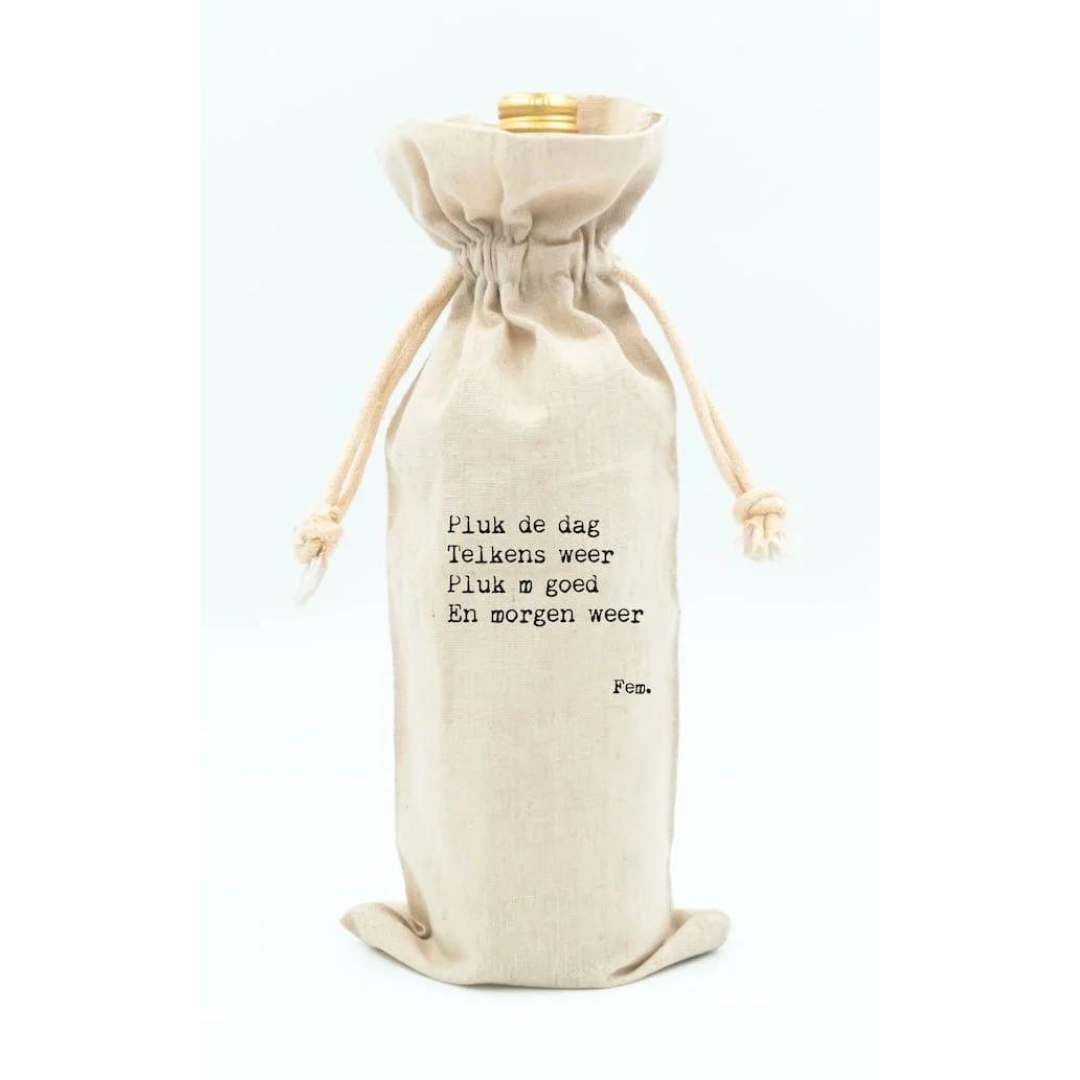 Papierpleziertjes: Fles - wijnzak - Pluk de dag