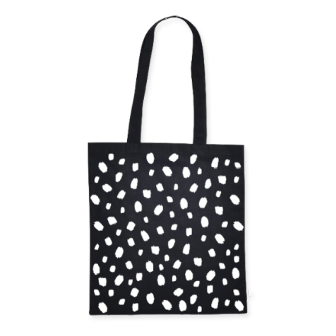 KP: canvas tas - zwart wit dots
