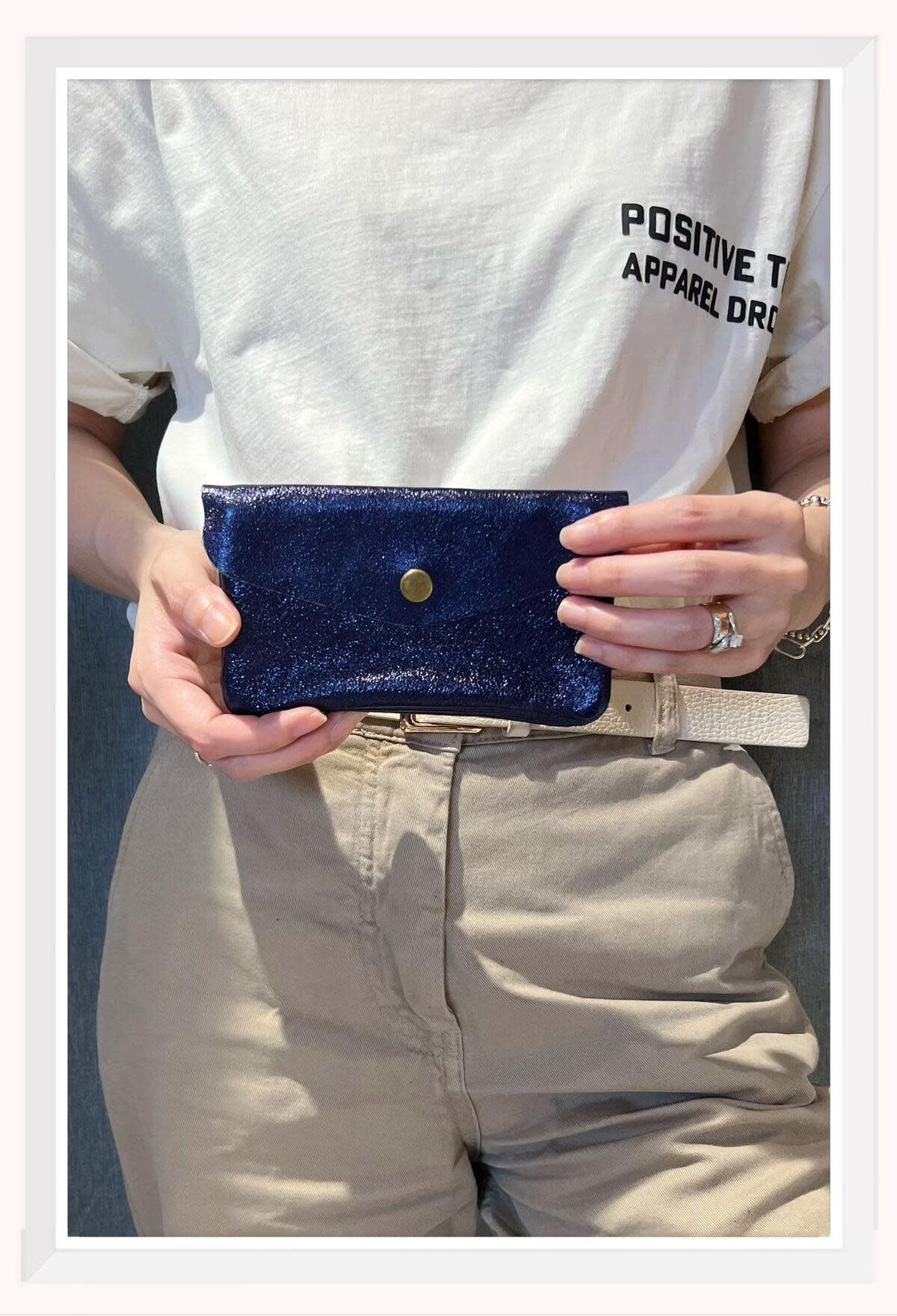 Portemonneetje groot - metallic donker blauw