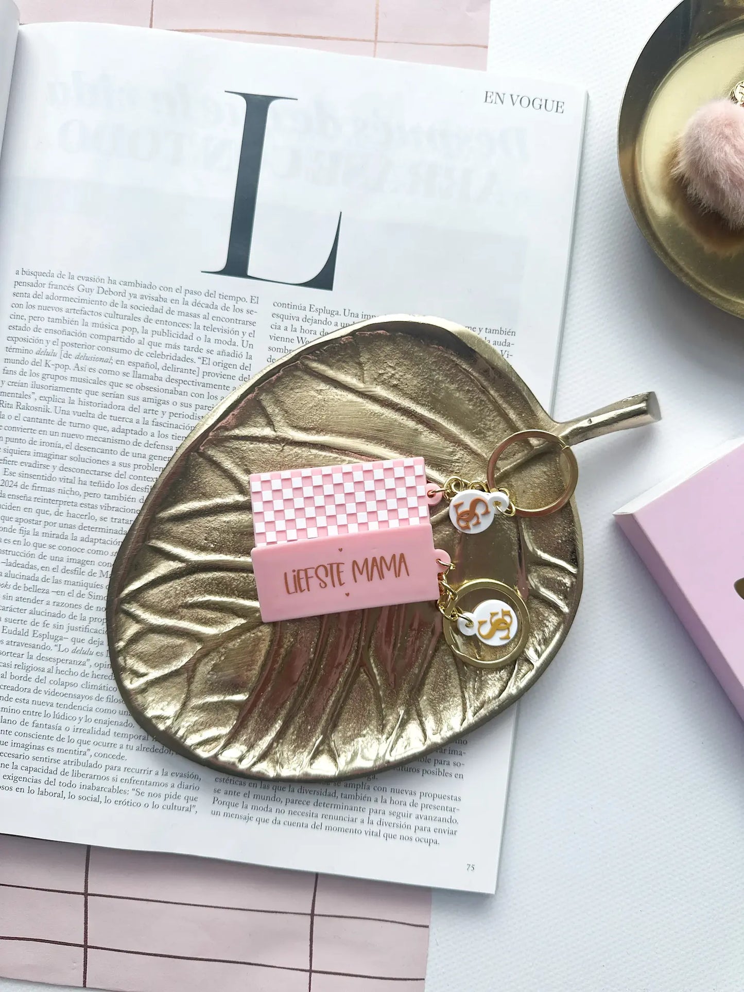 Stationery & gift: Sleutelhanger Roos | Liefste Mama | Roze