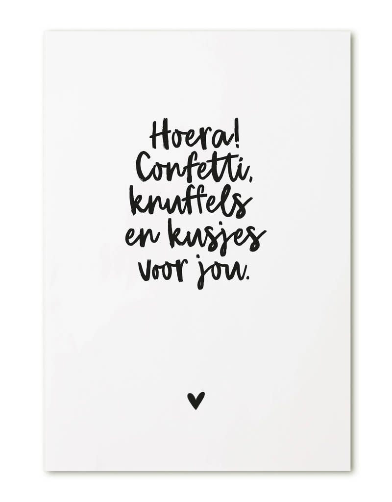 Zoedt: kaart a6 - Hoera! confetti, knuffels en kusjes voor jou (1)