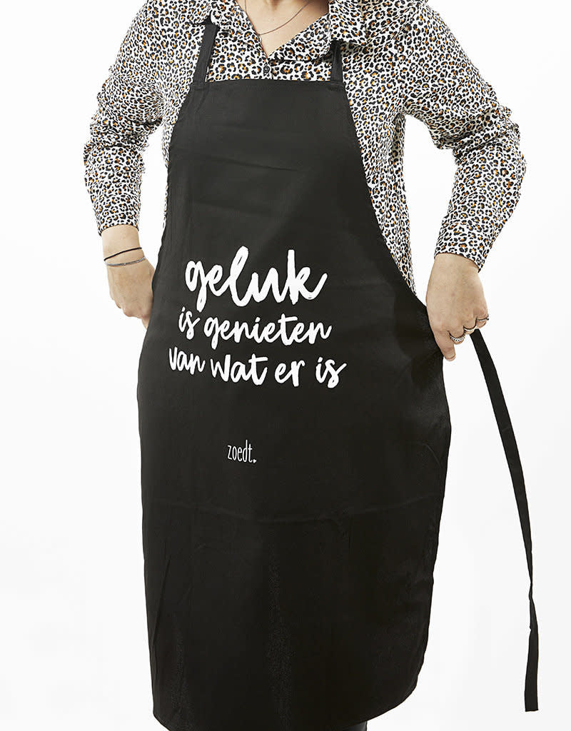 Zoedt keuken schort Geluk is genieten van wat er is