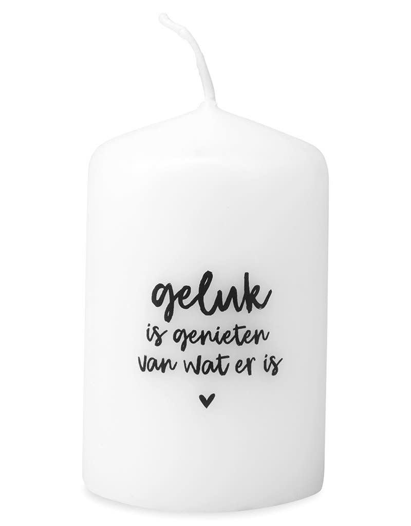 zoedt mini kaars met tekst Geluk is genieten van wat er is