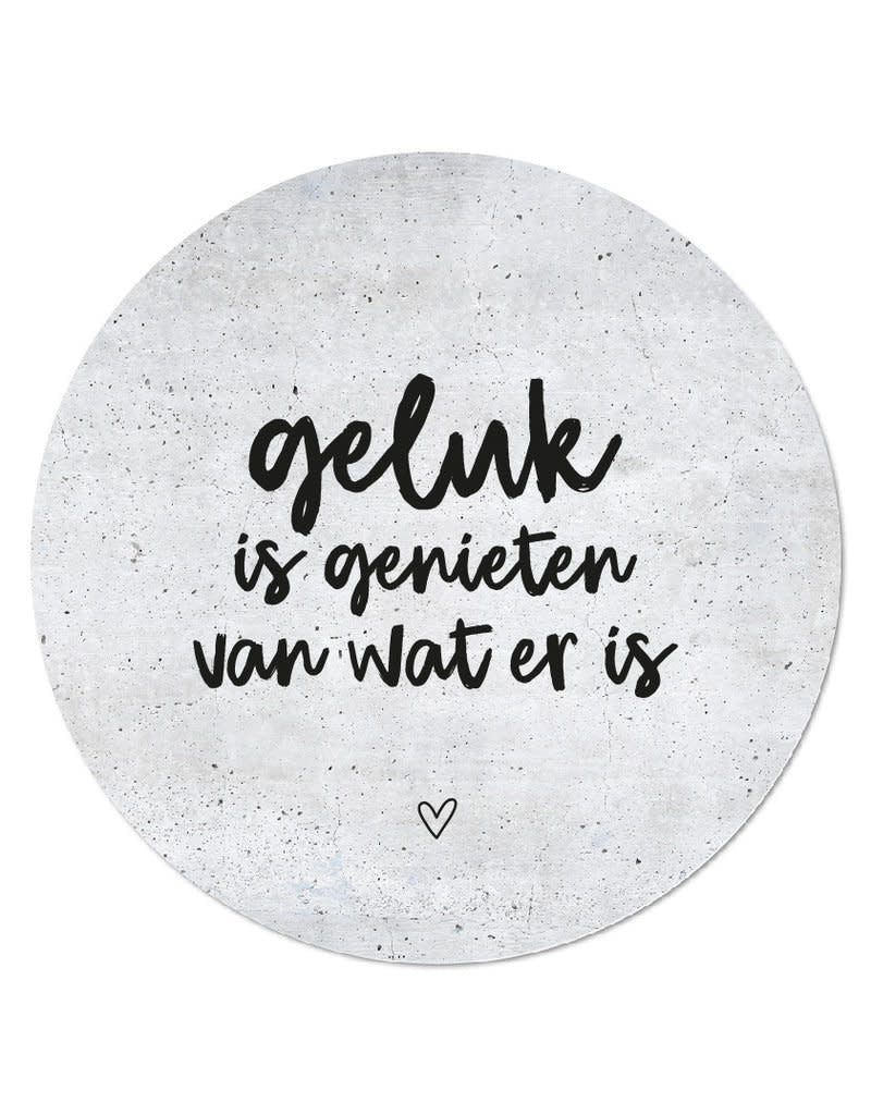 Zoedt muurcirkel 20 cm betonlook "Geluk is genieten van wat er is"