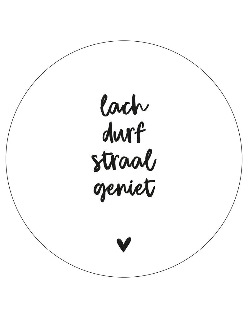 Zoedt: muurcirkel wit 20 cm - lach, durf, straal, geniet