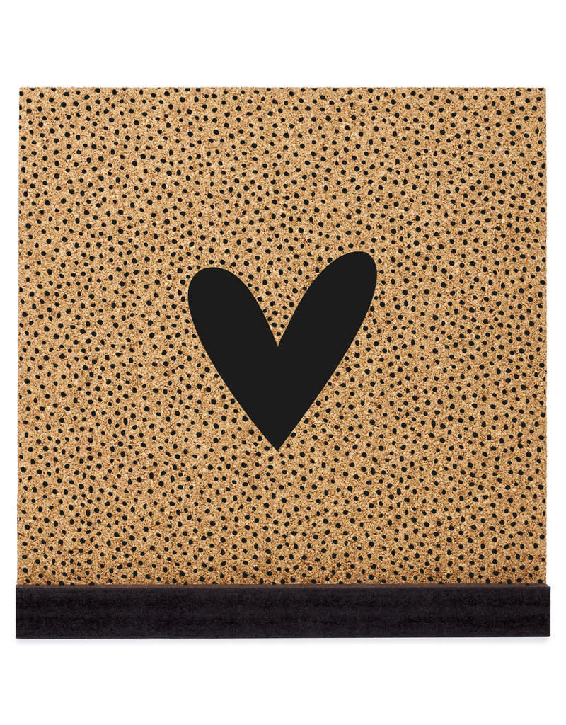 Zoedt Poster kurk vierkant 20 cm hartje en dots