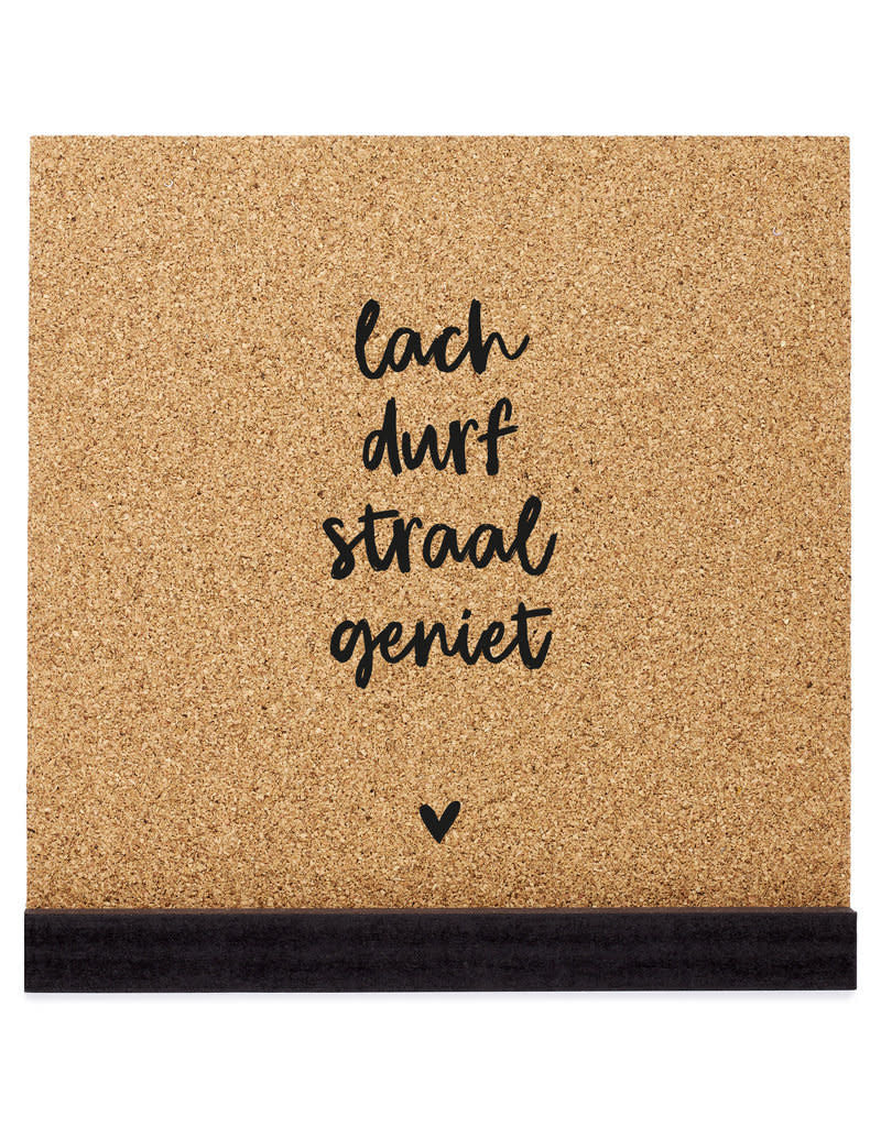 Zoedt Poster kurk vierkant 20 cm lach durf straal geniet