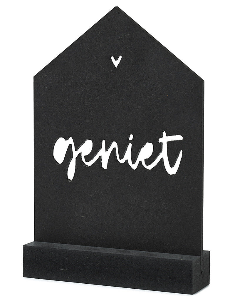 zoedt zwarte houten kaart huisje met standaard - geniet