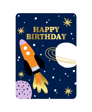 KP: kaartje a6 - Happy birthday ruimte