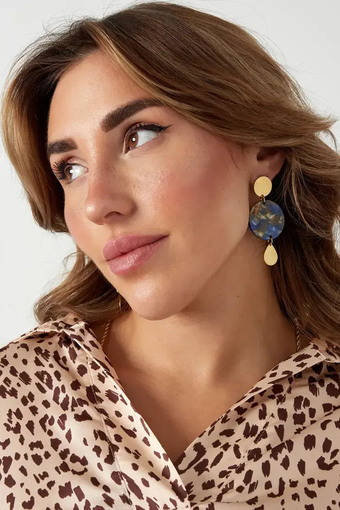 Yehwang: oorbellen - goud en blauw