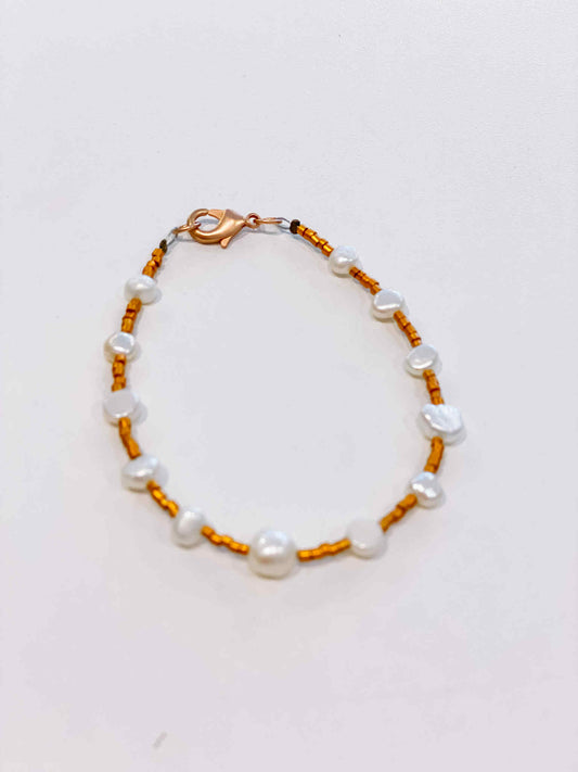 Le marché sucré: Armband koper + parelmoer
