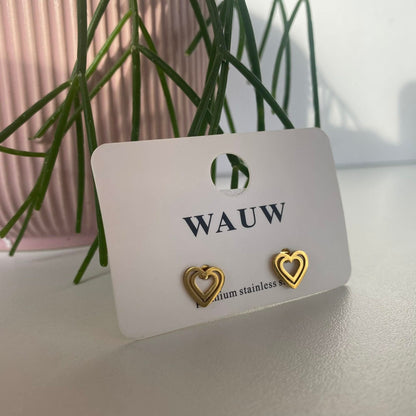 Wauw: oorbellen - dubbel hart open