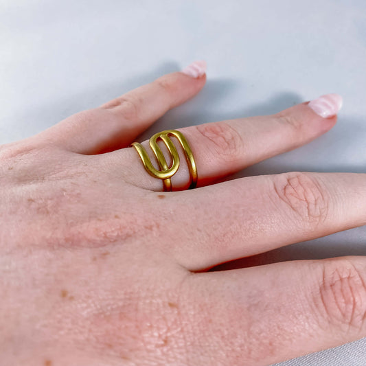 Verstelbare ring in roestvrij staal - swirl