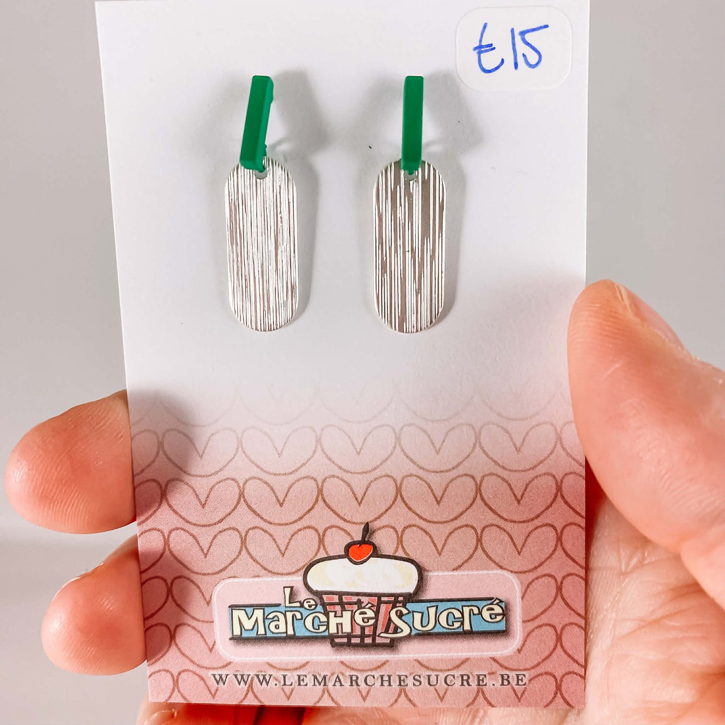 Le marché sucré: oorbellen zilver en groen