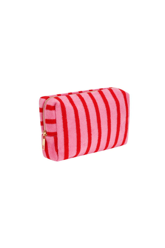 Yehwang: make-up tas badstof - strepen roze en rood