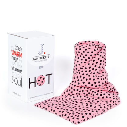 Janneke's Warmtesjaal  jersey stip roze | biologisch lijnzaad