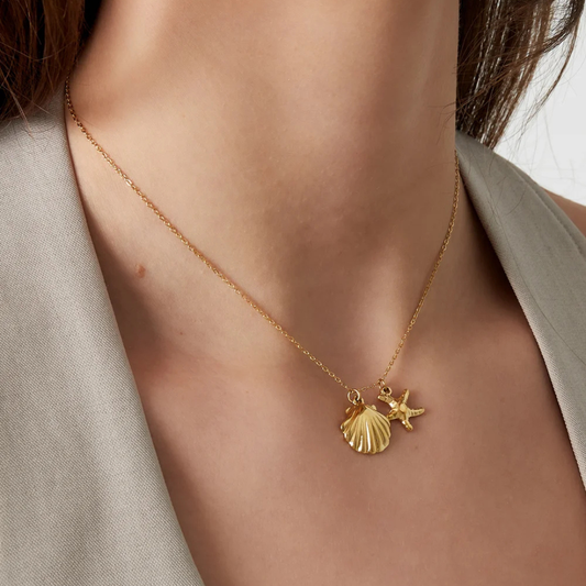 Ketting: zeester en schelp
