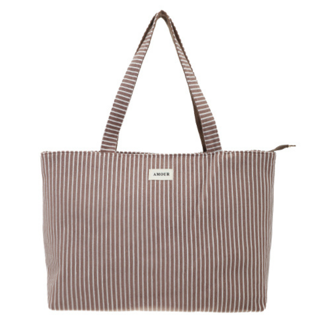 Strandtas Saverne met strepen - browny