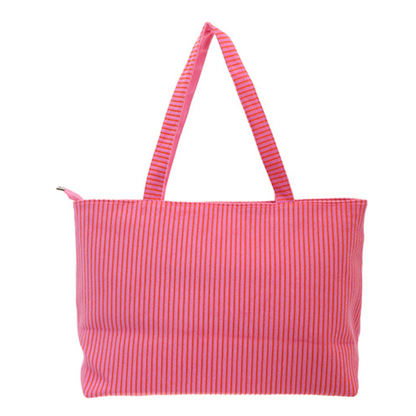 Strandtas Saverne met strepen - fuchsia