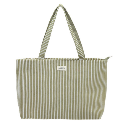Strandtas Saverne met strepen - light green