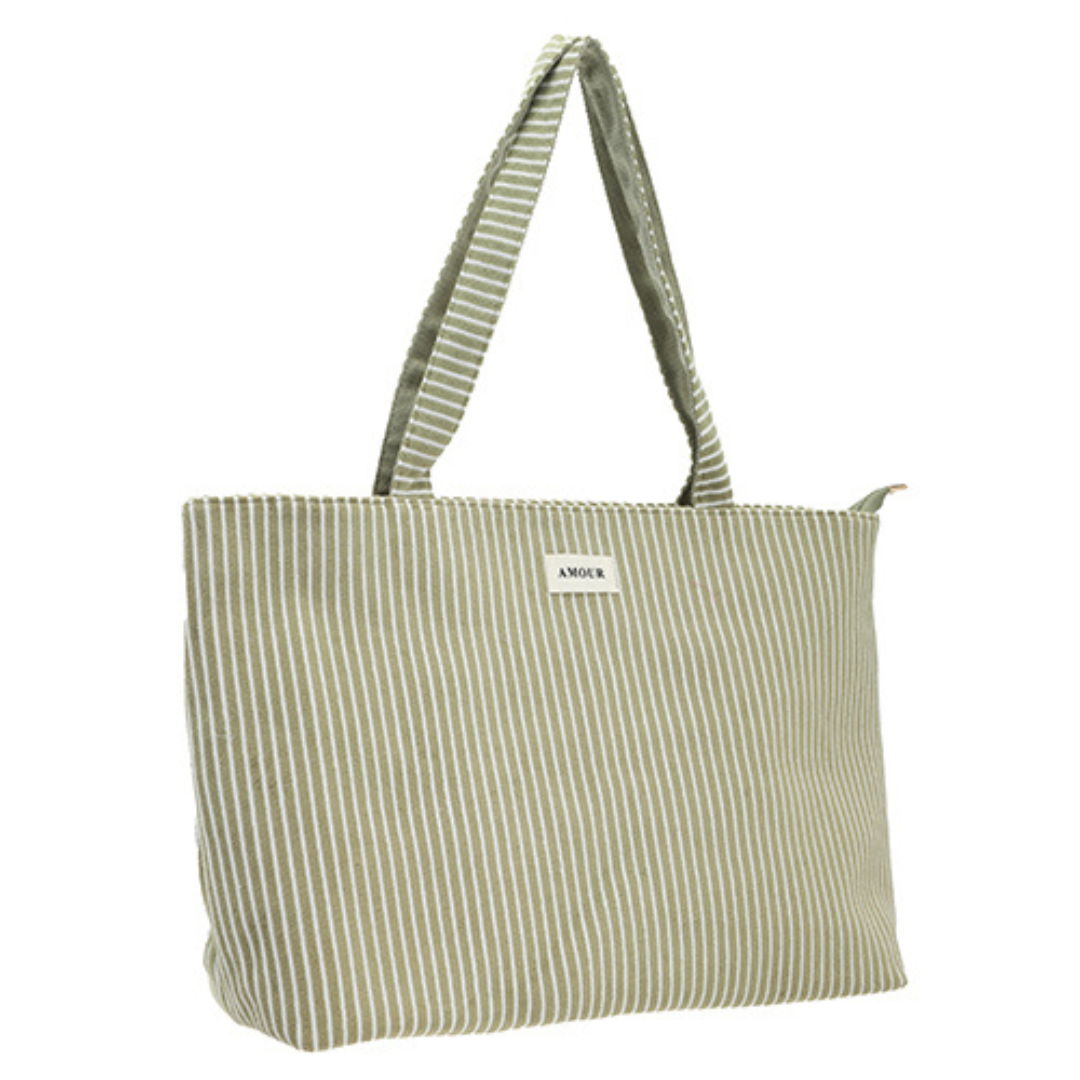 Strandtas Saverne met strepen - light green