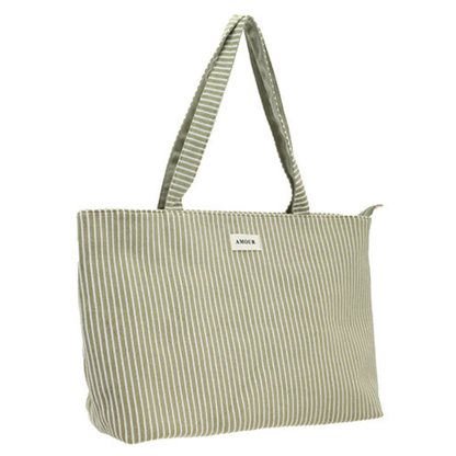 Strandtas Saverne met strepen - light green