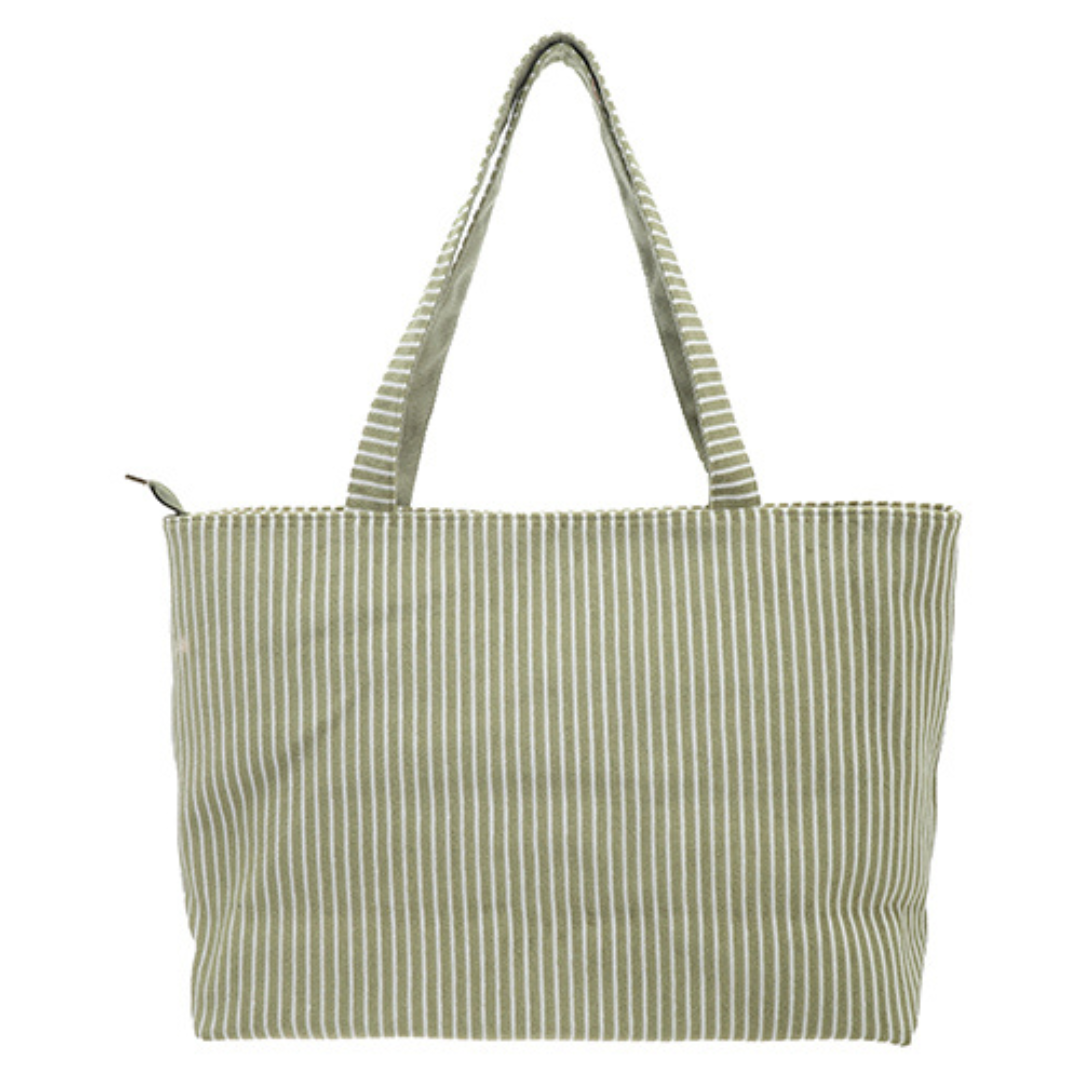 Strandtas Saverne met strepen - light green