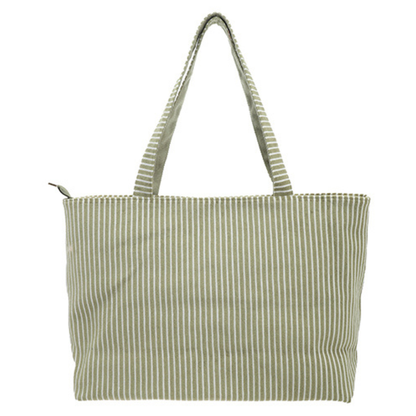 Strandtas Saverne met strepen - light green