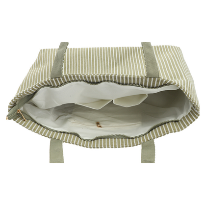 Strandtas Saverne met strepen - light green