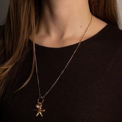Kannai: Lange ketting met zeester hanger in stainless steel - goud