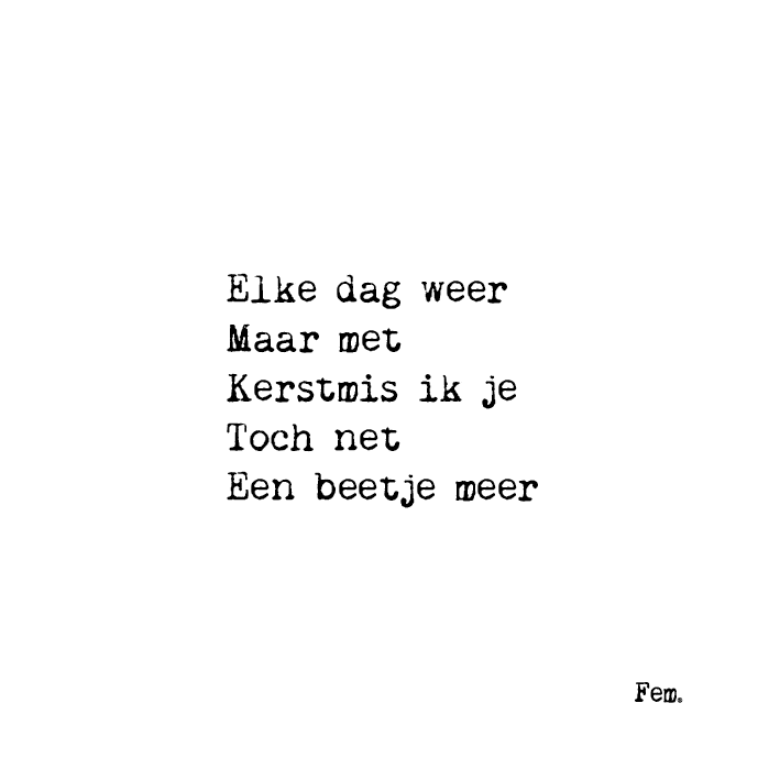 Papierpleziertjes: kaart + envelop Elke dag weer Kerstmis ik je