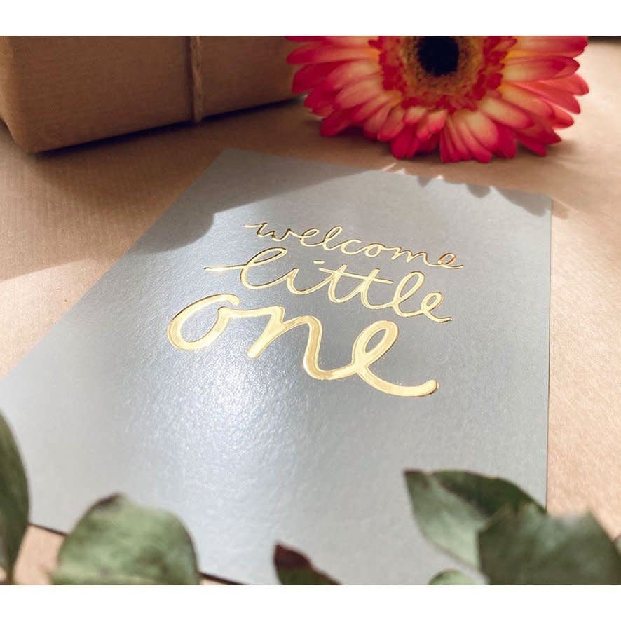 Nynke Ontwerpt: Kaart a6 goudfolie | Welcome little one - Green