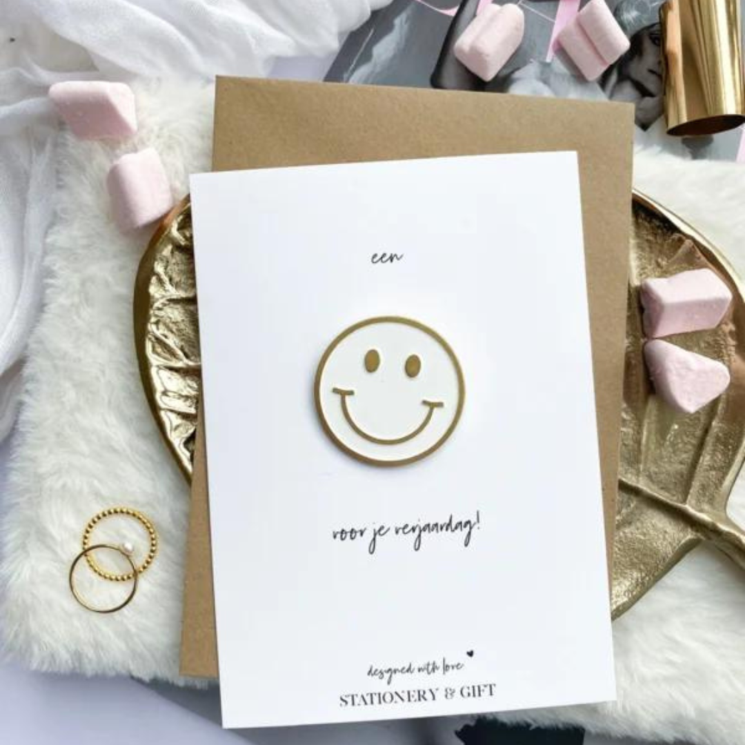 Stationery & gift Pin Smile | Voor je verjaardag! | Wit