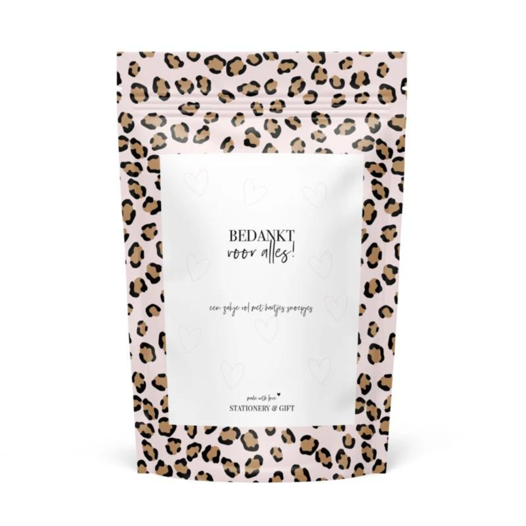 Stationery & gift Snoepzak | Bedankt voor alles | Pink Leopard