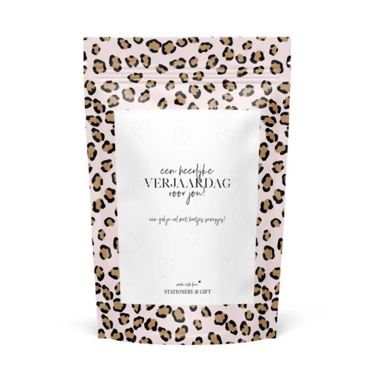 Stationery & gift Snoepzak | Heerlijke verjaardag | Pink Leopard