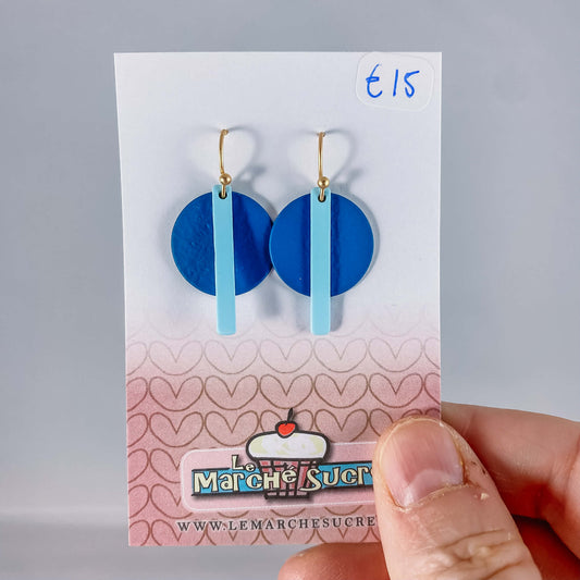 Le marché sucré: oorbellen goud, blauw en lichtblauw