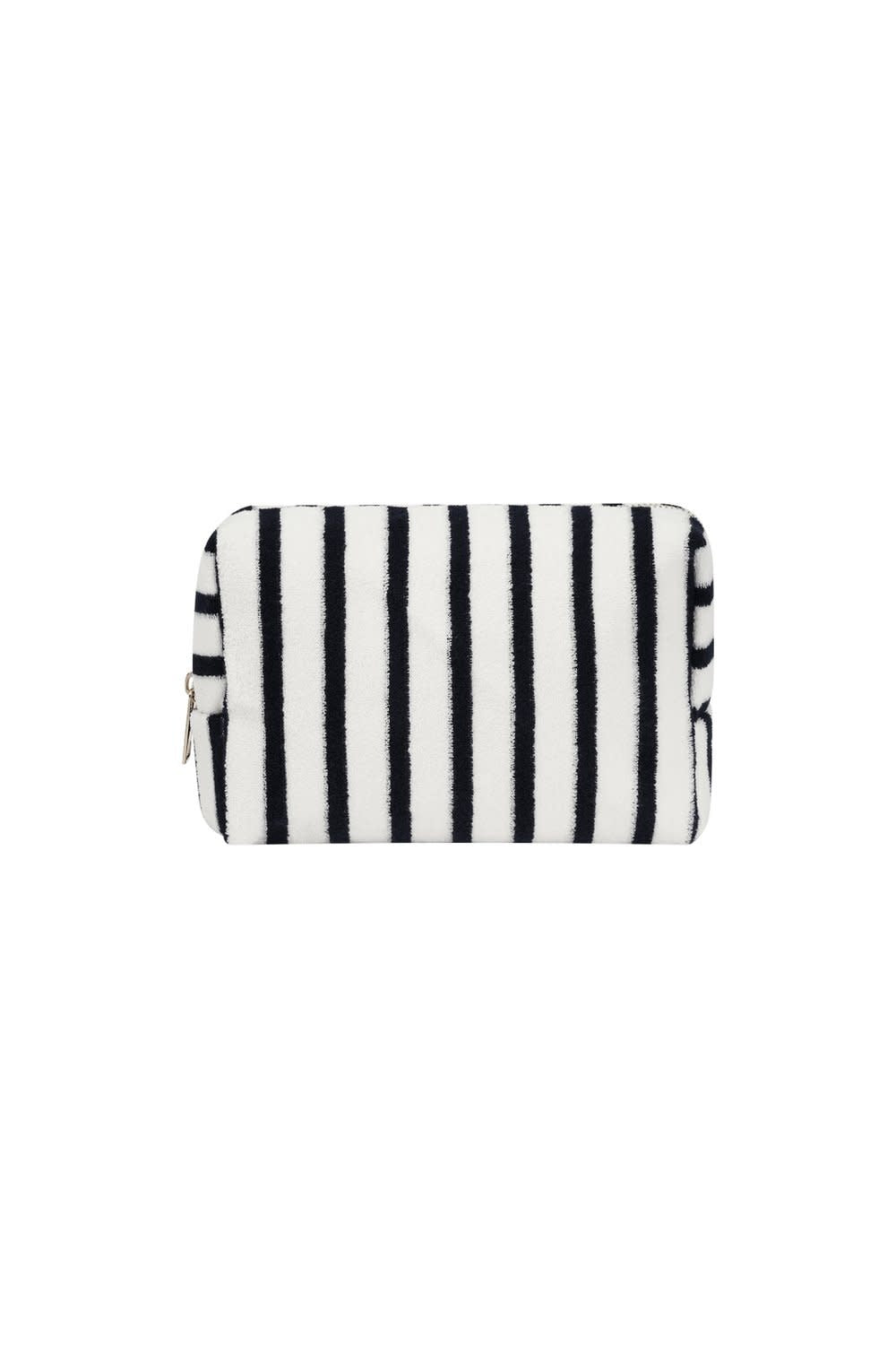 Yehwang: make-up tas badstof - strepen donkerblauw en wit