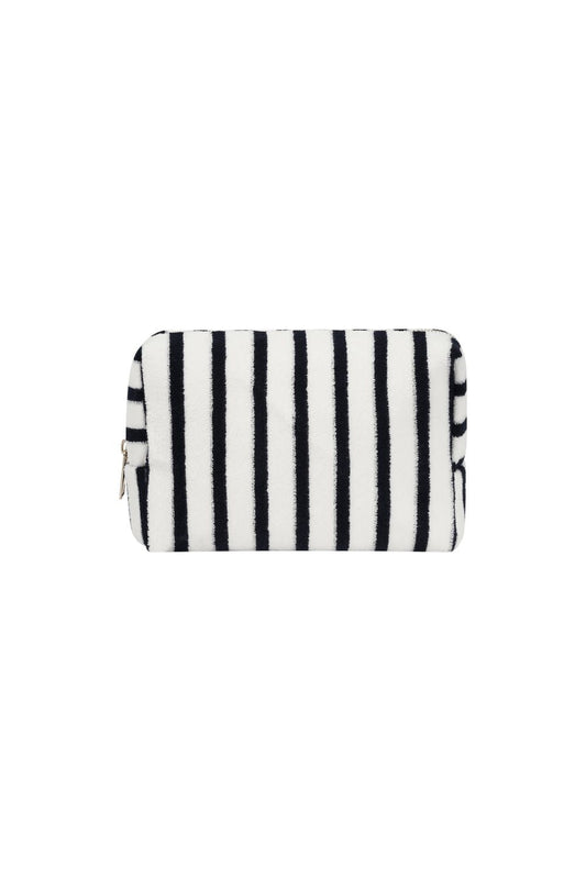 Yehwang: make-up tas badstof - strepen donkerblauw en wit