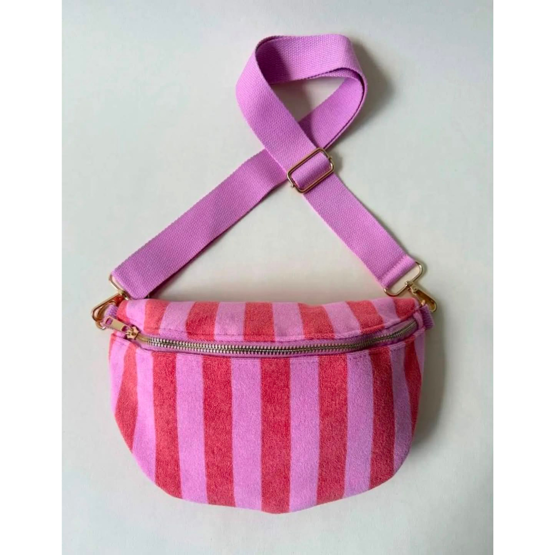 Wauw: Belle stripe handtas /  heuptas - babyroze